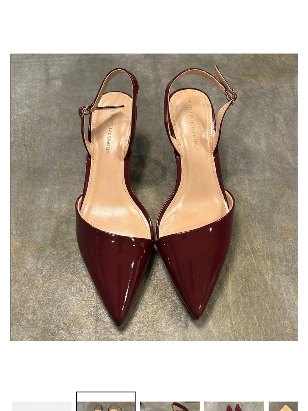 White House Black Market Burgundy Patent Pointed-Toe Slingbacks